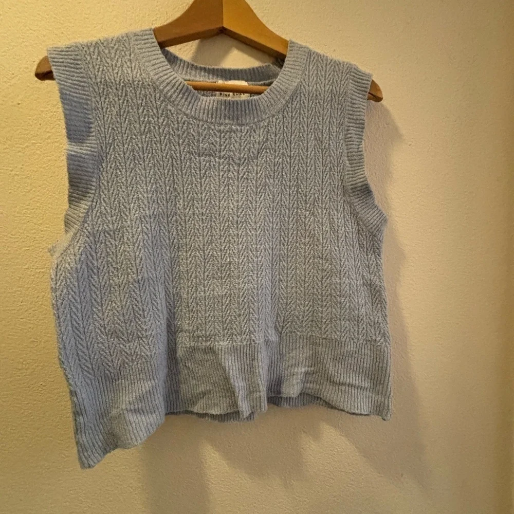 Pink Rose powder blue sweater vest